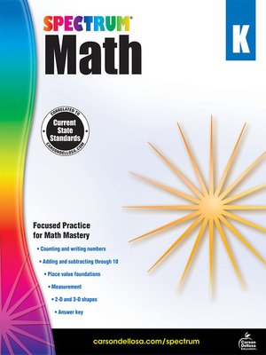cover image of Spectrum Math Workbook, Grade K